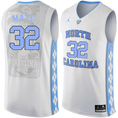 Men North Carolina Tar Heels #32 Luke Maye College Basketball Jerseys Sale-White - Click Image to Close